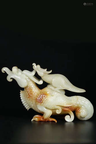 17-19TH CENTURY, A DRAGON DESIGN HETIAN JADE WATER POT, QING DYNASTY