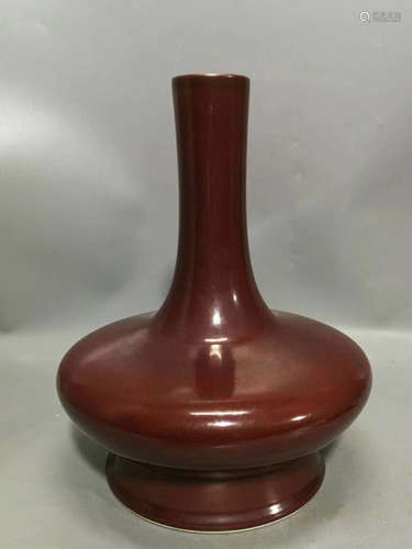 A COWPEA RED GLAZED WATER CHESTMUT DESIGN VASE