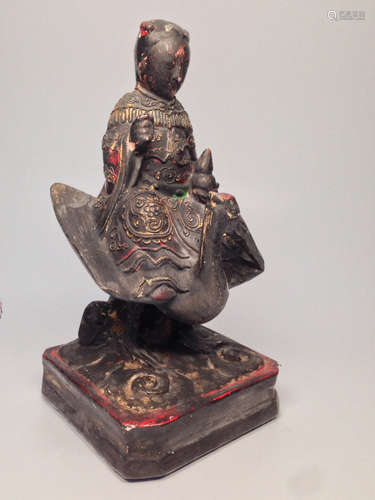 17-19 CENTURY,A FAIRY DESIGN WODDEN PAINTING STATUE,QING DYNASTY