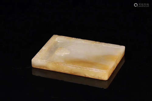 17-19TH CENTURY, A HETIAN JADE SQUARE INKSTONE, QING DYNASTY