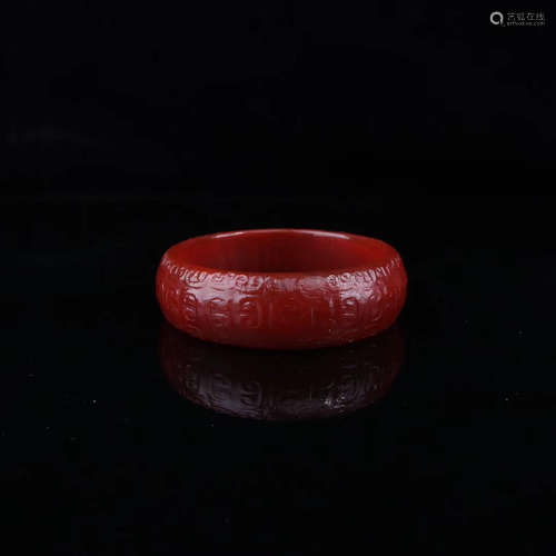 A CLOUD PATTERN OLD AGATE BANGLE