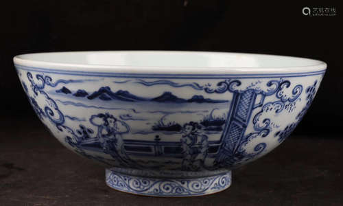 A BLUE&WHITE FIGURE DESIGN BOWL