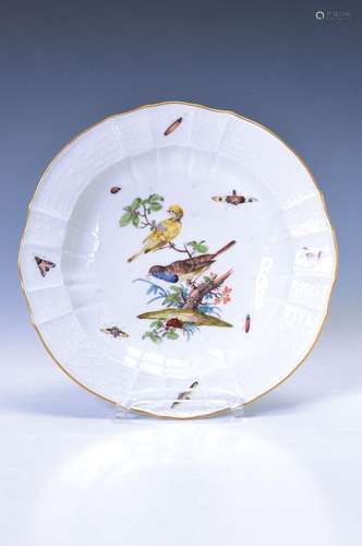 plate, Meissen, around 1750, bird painting, two birds on