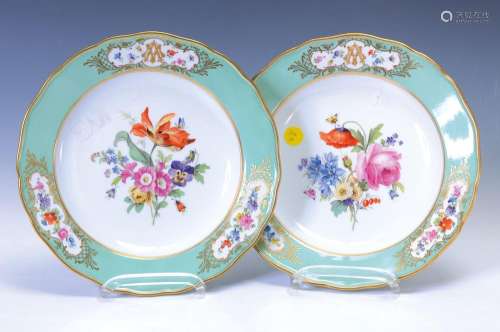 two plates, Meissen, around 1870, slightly wavy edge