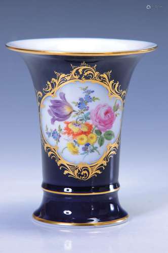 vase, Meissen, 1960s, cobalt blue ground,in cartridge