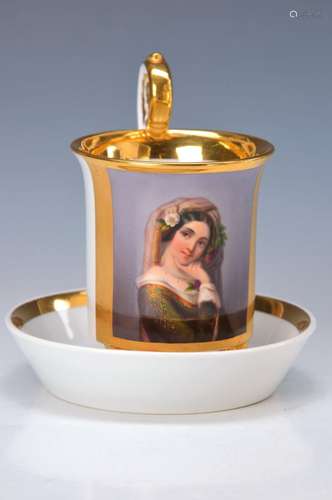 large Portrait cup and saucer, KPM Berlin, around 1844