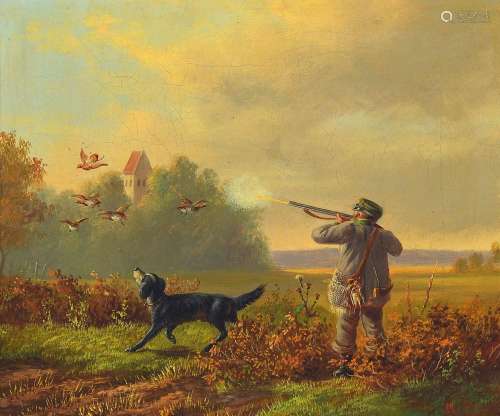 Moritz Müller jun., 1868 Munich-1934 Lausa, hunting on