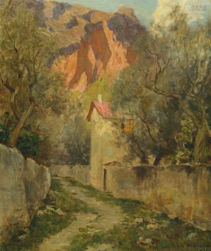 Jakob Happ, 1861-1936, in the mountains, oil /canvas, on