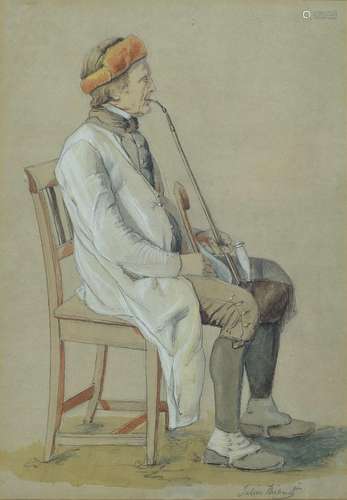 Julius Hübner, 1806 - 1882, watercolor pencil drawing