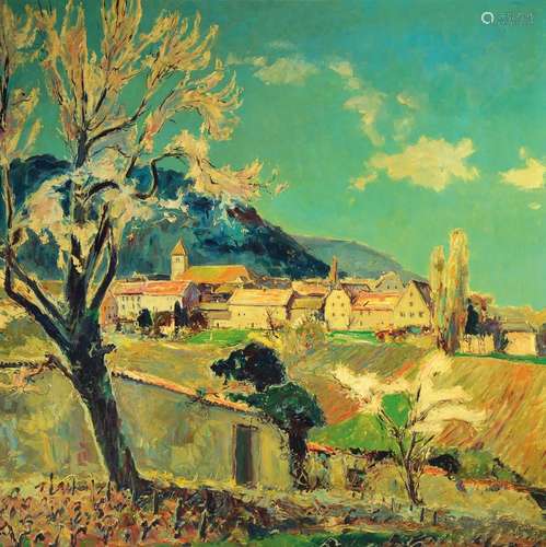 Karl Graf, 1902-1986 Speyer, view of a villageat the