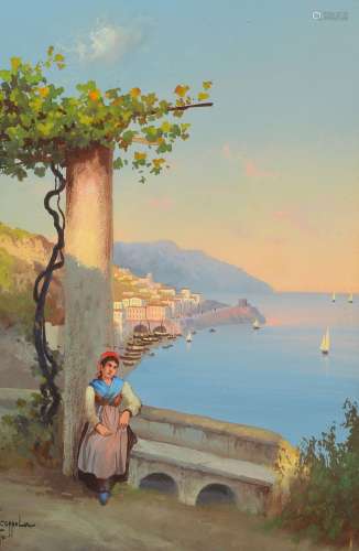 Antonio Coppola, 1850-1902, view of the Amalfi Coast