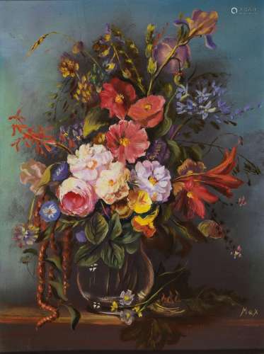 Max Broeder, 1903-1973, still life with flowers in