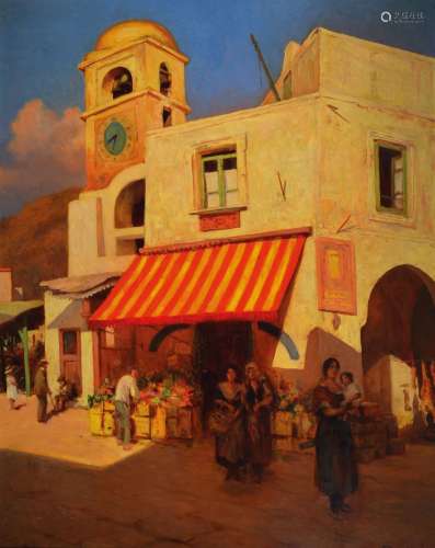Romeo Bordini, 1st half 20th century, market scene with