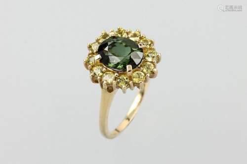 14 kt gold ring with tourmalines