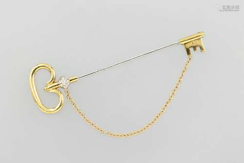 18 kt gold tiepin 'key' with brilliants