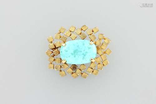 14 kt gold brooch with amazonite