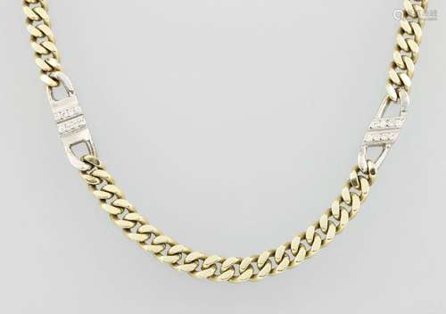 14 kt gold flat curb necklace with brilliants