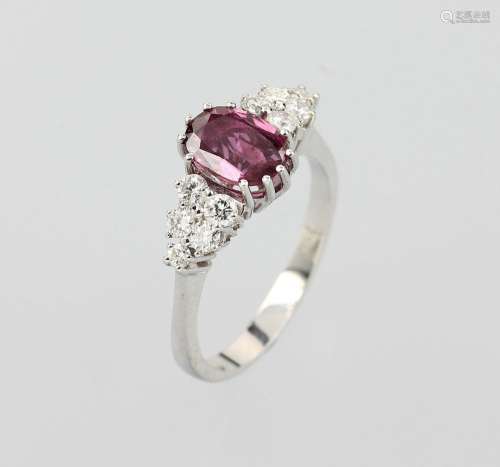 18 kt gold ring with ruby and brilliants