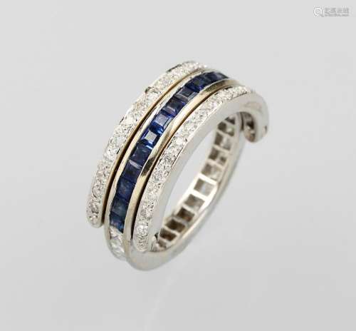 18 kt gold turning-ring with sapphires and diamonds