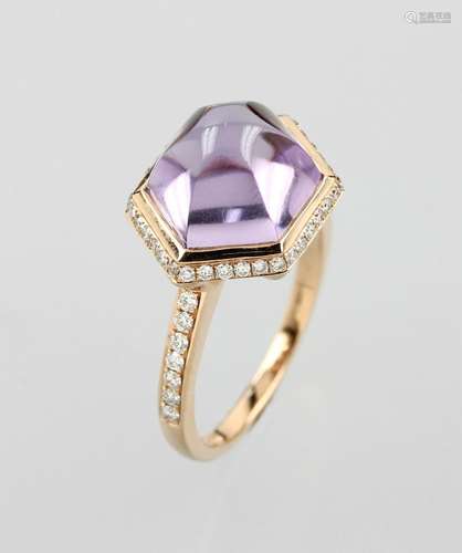 18 kt gold ring with amethyst and brilliants