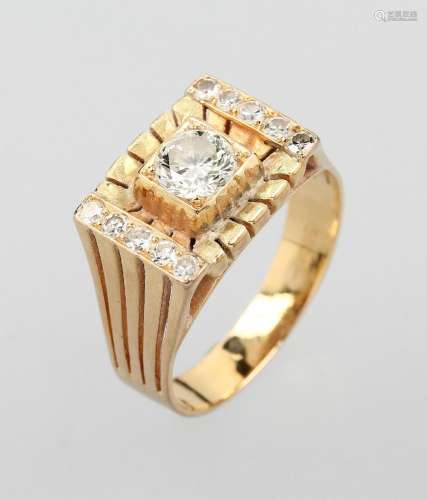 14 kt gold ring with brilliant and diamonds