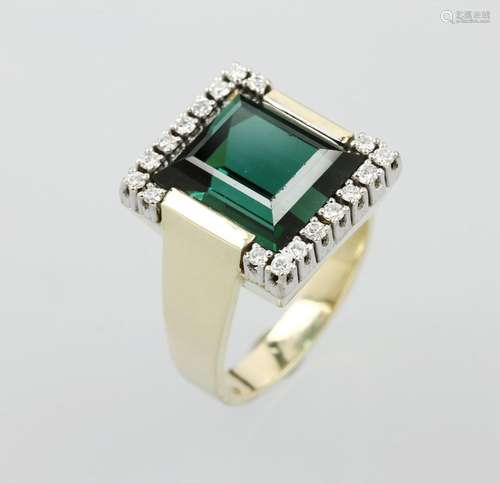 14 kt gold ring with tourmaline and brilliants