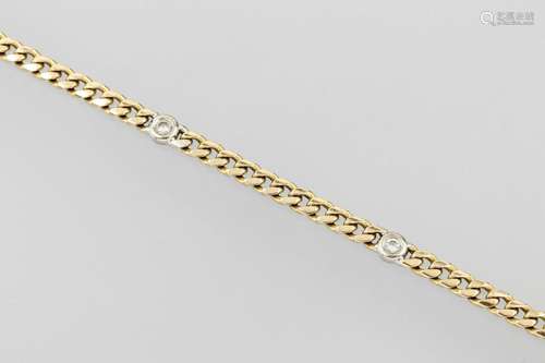 14 kt gold flat curb bracelet with brilliants