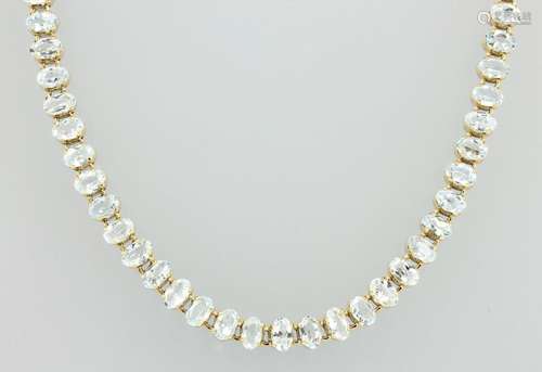 18 kt gold riviere necklace with aquamarines