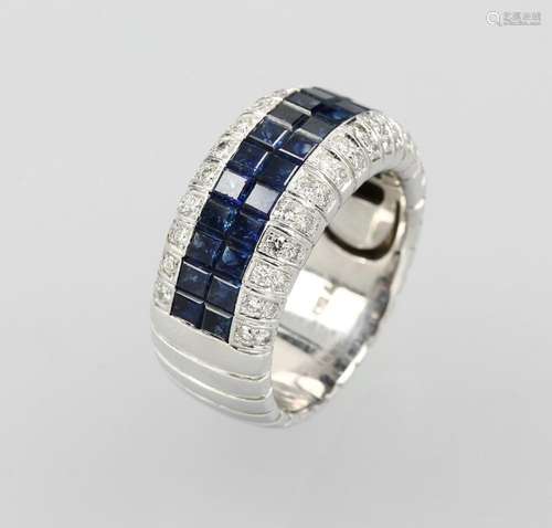 18 kt gold ring with sapphires and brilliants