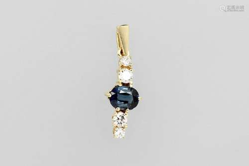 14 kt gold pendant with sapphire and brilliants