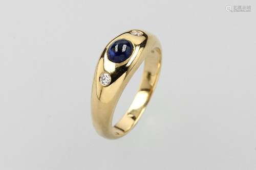 18 kt gold bandring with sapphire and brilliants