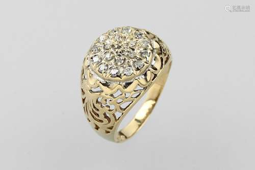 10 kt gold gents ring with diamonds, YG 10 ct