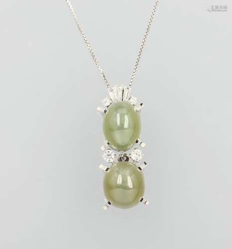 14 kt gold pendant with chrysoberyl and diamonds