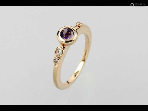 18 kt gold AL CORO ring with amethyst and brilliants