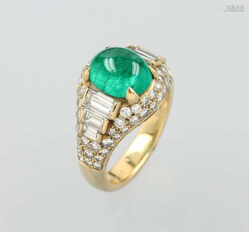 18 kt gold BULGARI ring with emerald and brilliants