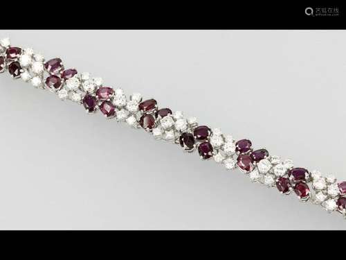 18 kt gold bracelet with rubies and brilliants