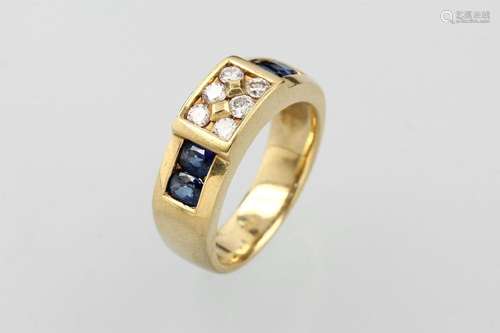 18 kt gold ring with sapphires and brilliants