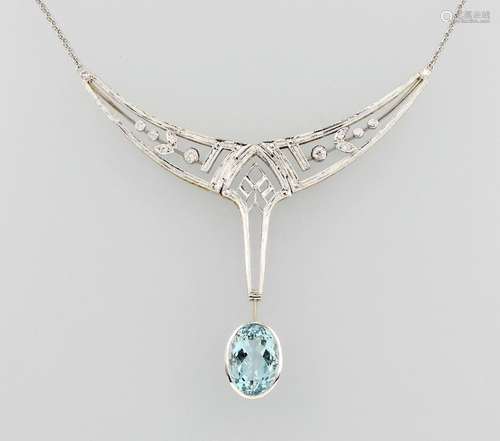 18 kt gold necklace with aquamarine and diamonds