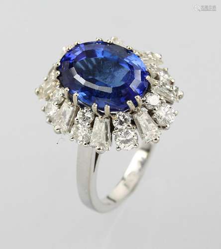 18 kt gold ring with tanzanite and diamonds