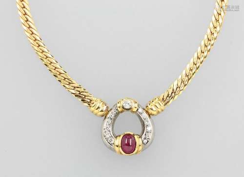 18 kt gold necklace with ruby and brilliants