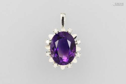 14 kt gold pendant with amethyst and brilliants