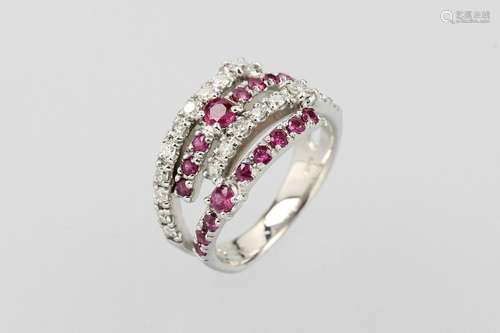 18 kt gold ring with rubies and brilliants