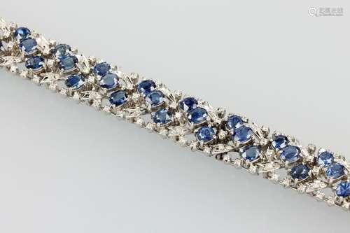 14 kt gold bracelet with sapphires and diamonds