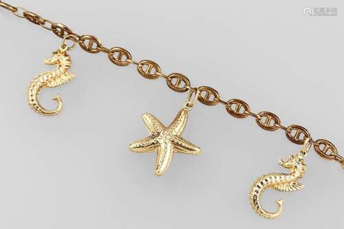 Gold bracelet with maritime pendants