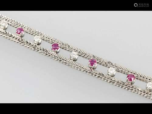 18 kt gold bracelet with rubies and brilliants