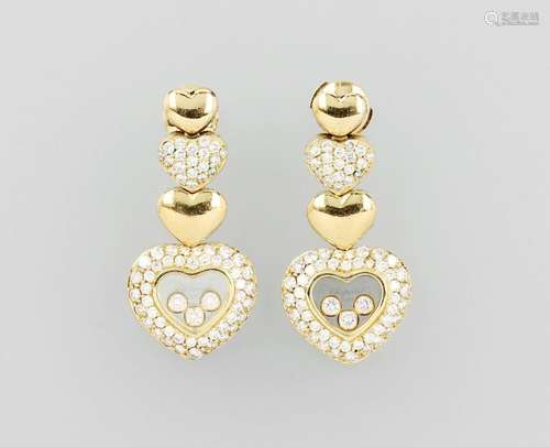 Pair of 18 kt gold CHOPARD earrings Happy Diamonds