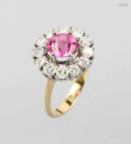 18 kt gold ring with tourmaline and brilliants