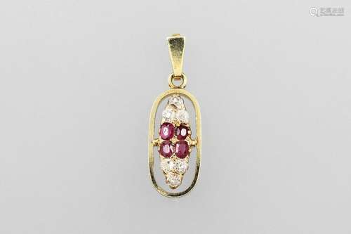 14 kt gold pendant with rubies and diamonds