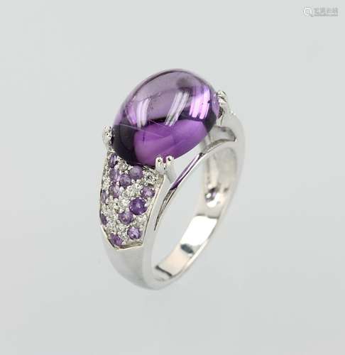 18 kt gold MAUBOUSSIN ring with amethysts and diamonds