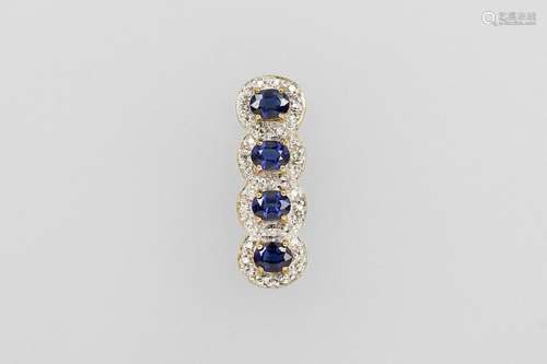 9 kt gold pendant with sapphires and diamonds